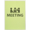 Sichttasche DIN A5 mit einer Illustration von drei Personen und dem Text "MEETING" darauf.