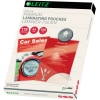 Laminierfolien in DIN A4 von Leitz, verpackt in einer transparenten Box mit Produktdetails.