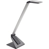 Silberne MAUL Tischleuchte MAULsolaris mit flexiblem Arm und stabiler Basis aus Metall.