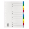 Ordnerregister mit 12 Registerblättern, Zahlen auf dem Deckblatt vorbedruckt.