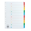 Zahlenregister mit farbigen Trennblättern für die Nummern 1 bis 10.