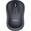 Optische kabellose PC-Maus in Schwarz/Grau mit Scrollrad und Logitech-Logo auf der Oberseite.
