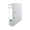 Weißer Kunststoffordner DIN A4 mit 80 mm Rückenbreite und zwei Metallringen.
