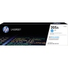 Cyanfarbener HP 205A Toner in Verpackung mit technischem Produktlabel.