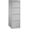 Hängeregistraturschrank mit vier geschlossenen Schubladen in weißaluminium, schmal und hoch.
