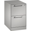 Hängeregistraturschrank in weißaluminium mit zwei Schubladen und ergonomischen Griffen.