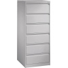 Karteischrank Acurado in weißaluminium mit sechs Schubladen und zentralem Verschluss.