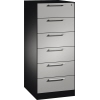 Karteischrank in Schwarzgrau mit sechs Schubladen und ergonomischen Griffen.