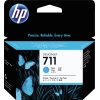 HP Tintenpatrone 711 cyan in Verpackung mit Schmetterlingsdesign und Produktinformationen.