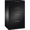 Schwarzer Hängeregistraturschrank mit vier Schubladen und ergonomischen Griffen.