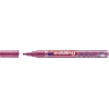 Pink metallic Lackmarker mit abgenommener Kappe und feiner Spitze auf weißem Hintergrund.
