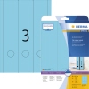 Blaue Ordnerspäneetiketten mit der Nummer 3 und Verpackung in Recyclingkarton.