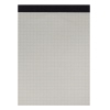 Notizblock im DIN A6 Format mit kariertem Papier und schwarzem oberen Rand.