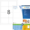 Weißes Blatt mit Aufklebern und Verpackung, beschriftet mit '8' und Produktinformationen.