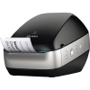 Schwarzer und silberner DYMO Etikettendrucker LabelWriter Wireless mit ausgedrucktem Etikett.