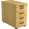 Büromöbel-Standcontainer aus Buche mit fünf Schubladen und Zentralverriegelung.
