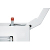 Detailansicht des IDEAL Stapelschneiders 4305 mit rotem Hebel in oberen Position.