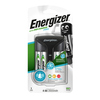 Energizer Akkuladegerät Pro Charger mit vier AA-Akkus in Verpackung, zeigt Ladeanzeige und Design.
