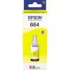 Nachfülltinte für Tintenstrahldrucker in gelber Flasche mit Pumpverschluss und Verpackung.