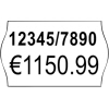 Weißes Auszeichnungsetikett mit Platz für alphanumerische und numerische Zeichen.