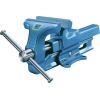 Blauer Schraubstock mit einer Breite von 180 mm und integriertem Amboss auf Werkbank.