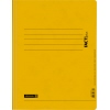 Gelber Schnellhefter mit Linien zur Beschriftung auf der Vorderseite und Logo auf dem Rücken.