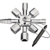Multifunktionaler KNIPEX Hauptschlüssel TwinKey® mit acht Strahlen und Wendebit.