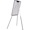 Mobiles Flipchart mit verstellbarer Papierhalterung und stabilen, klappbaren Beinen.