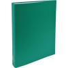 Grünes Ringbuch im DIN A4 Format mit 2 Ringen und Rundmechanik, seitliche Ansicht.