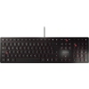 Schwarze CHERRY Tastatur KC 6000 SLIM mit Scherenmechanik und roten Status-LEDs.