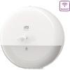 Weißer Tork SmartOne® Toilettenpapierspender mit hervorgehobenem Wellenausgang.