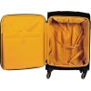 Schwarzer Notebooktrolley mit offenem Innenraum und orangefarbener Auskleidung.