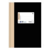 Schwarzes Registerbuch im DIN A4-Format mit beigem Rücken und Beschriftungsfeld.