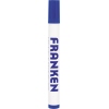Blauer Whiteboardmarker mit weißem Körper und blauer Kappe in vertikaler Position.