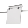 Flipchart mit schlankem Rahmen und Clips zur Befestigung des Papierblocks, Ansicht von oben.