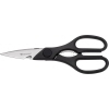 Universalschere mit geraden Klingen und schwarzen Griffen, 210 mm lang.