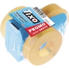 Transparente Klebefilmrollen in einer Blisterverpackung mit blauer Halterung.