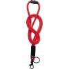Rotes Textilband mit Schlaufe und Karabinerhaken.