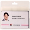 Transparenter Ausweishalter mit einer Hauptkarte und zwei zusätzlichen Karten im Innenfach.