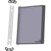 Aluminiumhalter mit fünf Sichttafeln aus Polypropylen und zwei Halterungen.