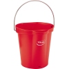 Roter Putzeimer mit Metallgriff und Auslauf, Maße 27 x 25,8 x 26 cm.