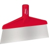 Roter Schaber mit flacher Klinge, geeignet zur Reinigung in der Lebensmittelproduktion.