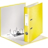 Gelber Kunststoffordner im DIN A4 Format mit Sichttasche und drei Ringen.