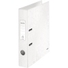 Weißer Ordner aus Kunststoff mit spezieller Oberflächenstruktur und seitlichem Beschriftungsfeld.