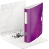 Violetter Leitz Ordner Active WOW aus Kunststoff mit aufgeschlagener Deckelansicht und Mechanik.