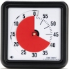 Quadratische Stoppuhr mit roter Fortschrittsanzeige und Signalton, zeigt die verbleibende Zeit an.