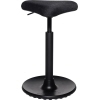 Sitzhocker mit schwarzem Polster und runder, stabiler Basis für bewegliches Sitzen.