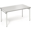 Klapptisch in lichtgrau mit stabilen Beinen, geeignet für Konferenzen und Schulungen.