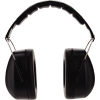 Kapselgehörschutz mit gepolstertem Kopfbügel und weichen Ohrpolstern in schwarzer Farbgebung.