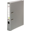 Grauem DIN A4 Ordner aus Kunststoff mit 50 mm Rückenbreite und Hebelmechanik in Seitenansicht.